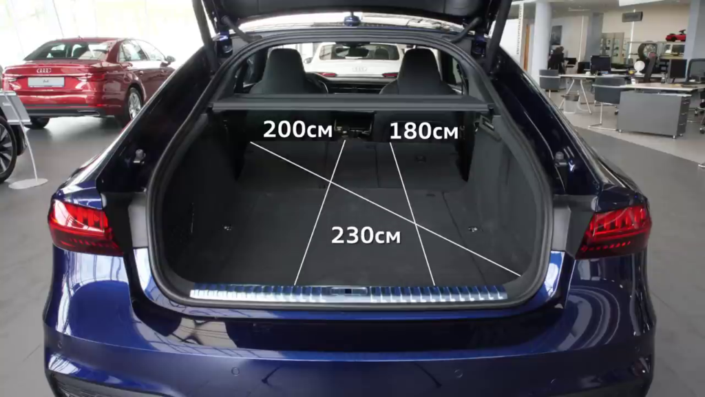 габариты багажного отделения Audi A7 сложенного сидения